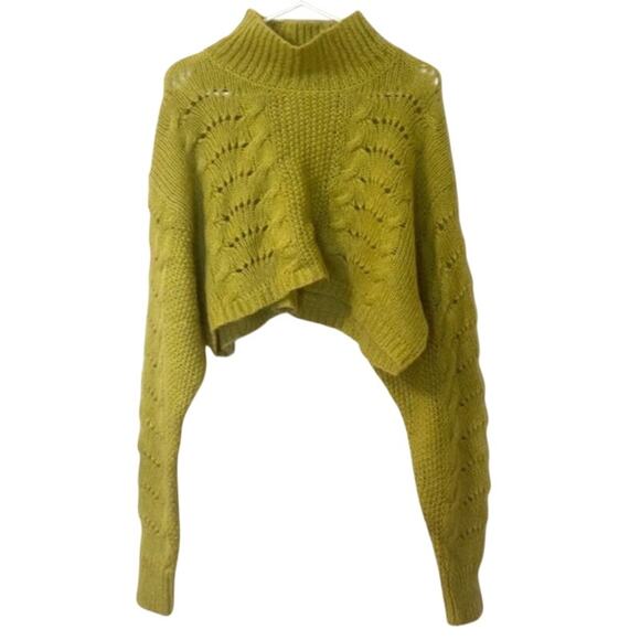 Free People NWOT Pointelle Crop Mock Neck Pullover Sweater M - Picture 7 of 8